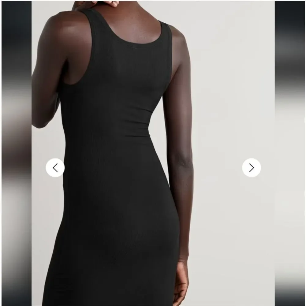 Skims Ribbed Tank Dress in Black Size S